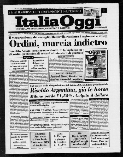 Italia oggi : quotidiano di economia finanza e politica